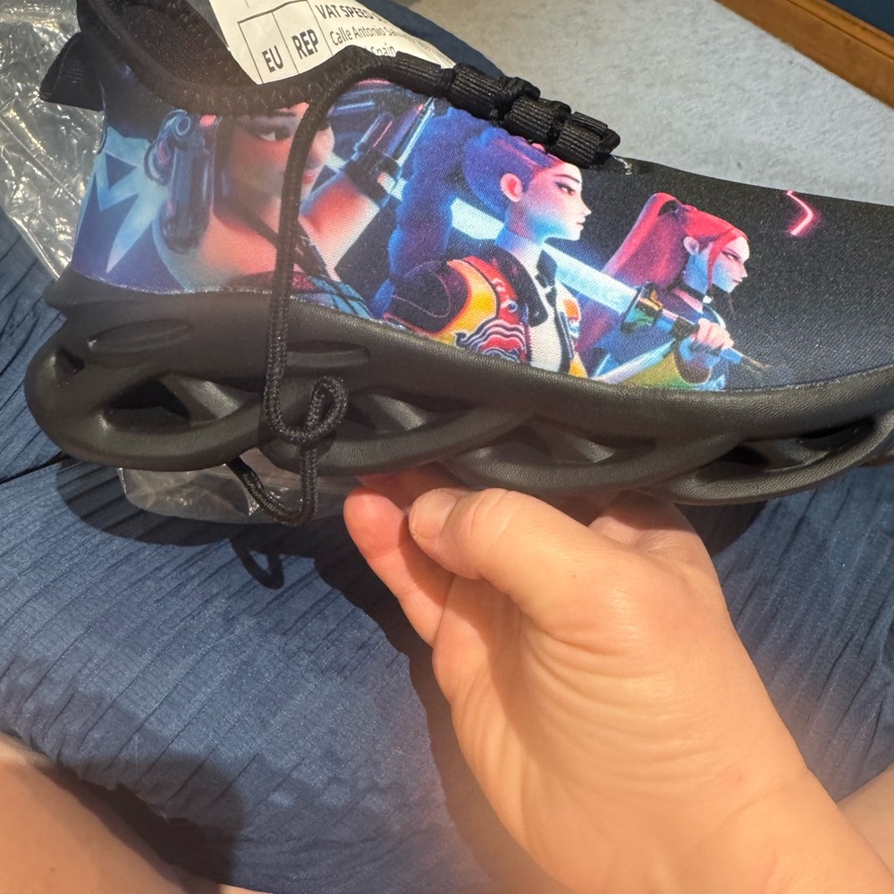 Kids Black Graphic Character Slip-On Sneakers